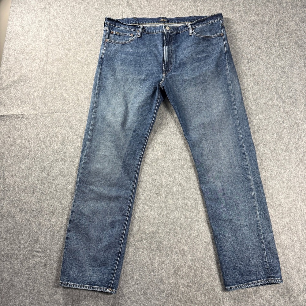 Polo Ralph Lauren Varick Slim Straight Jeans Mens 42x32 Blue Light Wash Denim